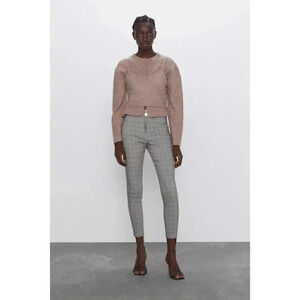 Zara Gray Plaid Legging Pants  Crop Checker Size Medium